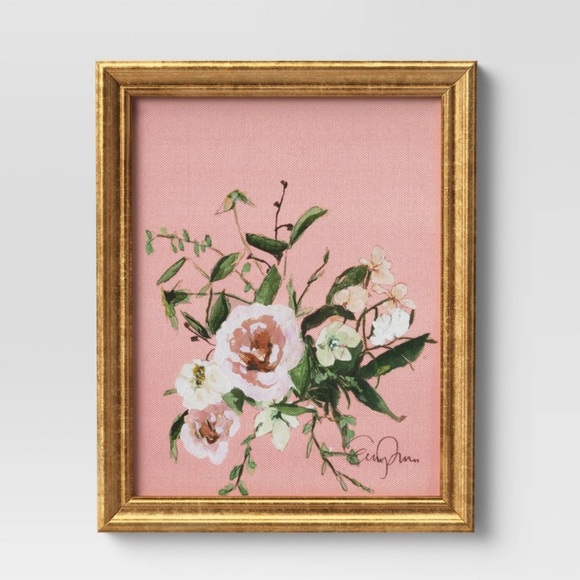 NWT 8" × 10" Mauve Floral Framed Wall Canvas - Threshold™